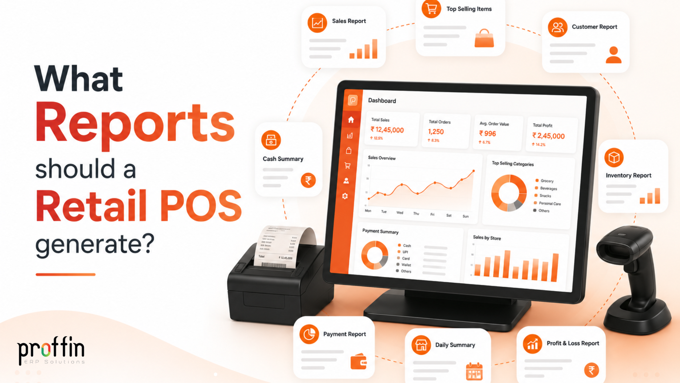 Store manager analyzing sales charts on pos software for retail oman